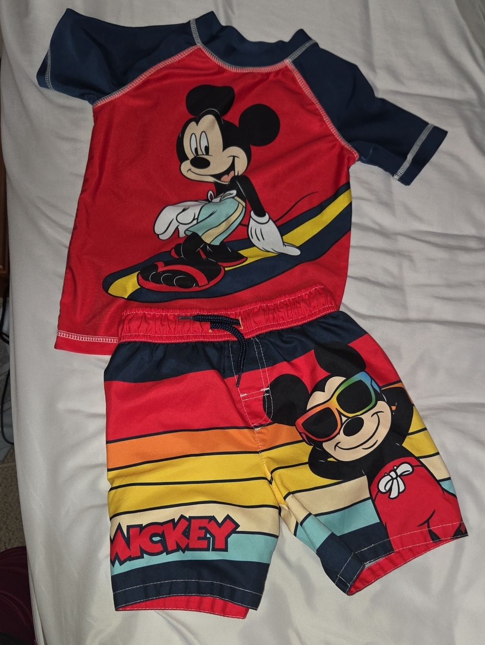 Mickey Mouse Red & Navy Boys Swim Set